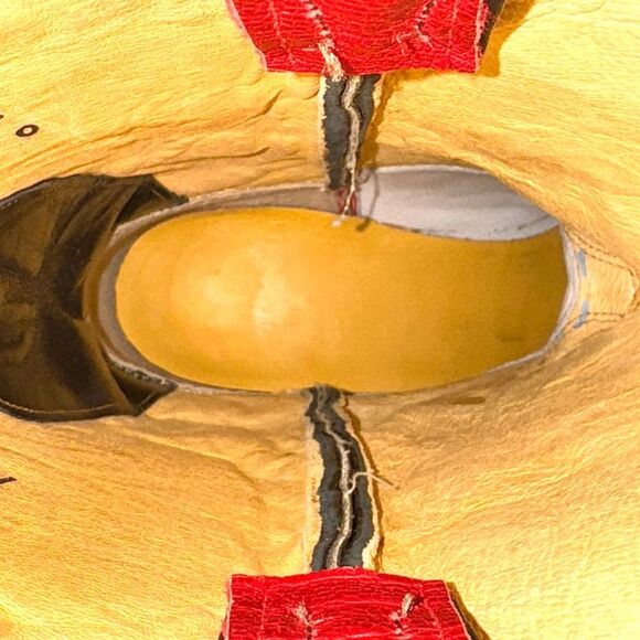 Justin Women’s Red & Black Ostrich Leather Cowboy Boots Size 10 Western Cowgirl - Picture 8 of 11